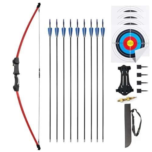 Mxessua 45" Youth Bow and Arrows Set for Kids 8-16 | Ambidextrous Recurve Archery Beginner Kit with 9 Arrows, Arm Guard, Quiver, Targets thumbnail 1