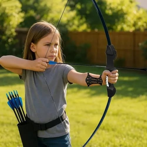 Mxessua 45" Youth Bow and Arrows Set for Kids 8-16 | Ambidextrous Recurve Archery Beginner Kit with 9 Arrows, Arm Guard, Quiver, Targets thumbnail 8