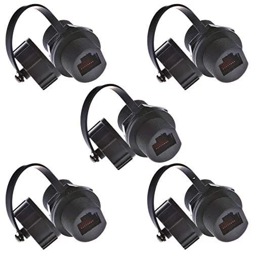 ANMBEST 5PCS Waterproof CAT6 Ethernet Panel Mount RJ45 Connectors | IP67 Dust & Water Resistant thumbnail 1
