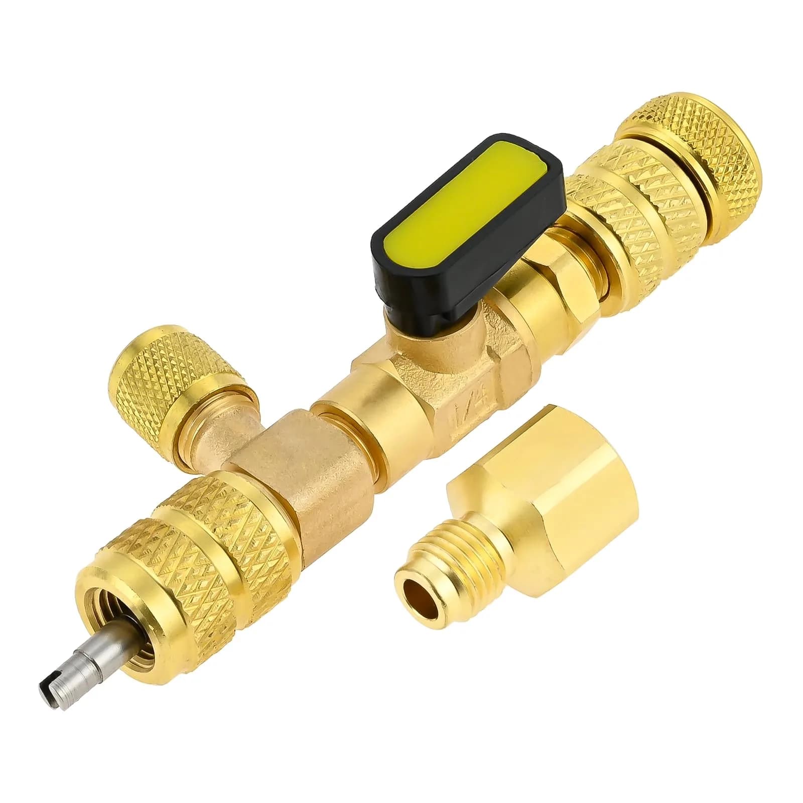Aupoko Valve Core Remover Installer Tool R410A R22 AC Schrader Valve Core Remover with Dual Size 1/4"-5/16" Port | HVAC Drain Line Blow Out Tool