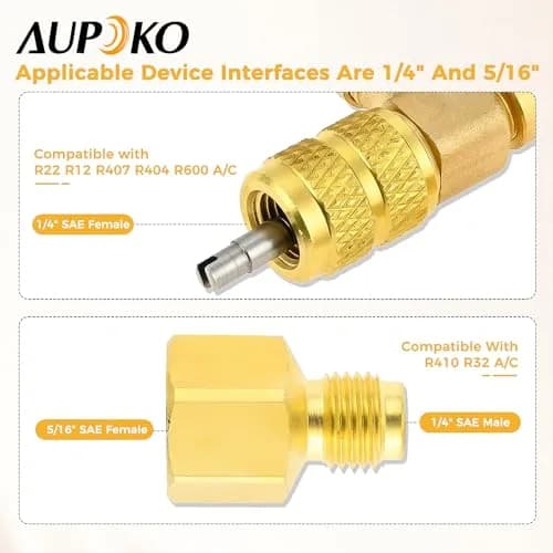Aupoko Valve Core Remover Installer Tool R410A R22 AC Schrader Valve Core Remover with Dual Size 1/4"-5/16" Port | HVAC Drain Line Blow Out Tool thumbnail 4