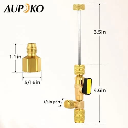 Aupoko Valve Core Remover Installer Tool R410A R22 AC Schrader Valve Core Remover with Dual Size 1/4"-5/16" Port | HVAC Drain Line Blow Out Tool thumbnail 3