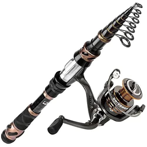 PLUSINNO 1.8M (5.91Ft) Telescopic Fishing Rod and Spinning Reel Combo | Carbon Fiber & Fiberglass Composite thumbnail 1