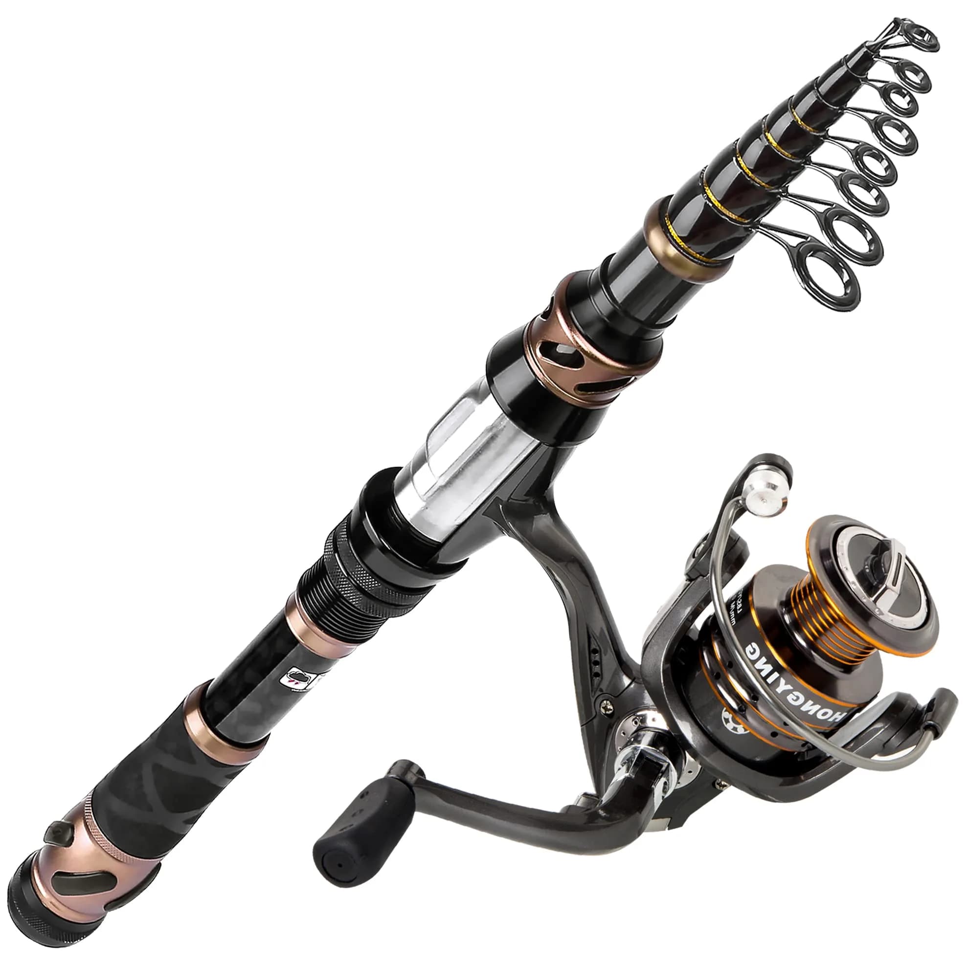 PLUSINNO 2.7m (8.86ft) Telescopic Fishing Rod and Reel Combo with HA3000 Reel | Full Kit with Carrier Bag — X-Fishing rod+reel(No Lures&Line) / 1.8M 5.91FT
