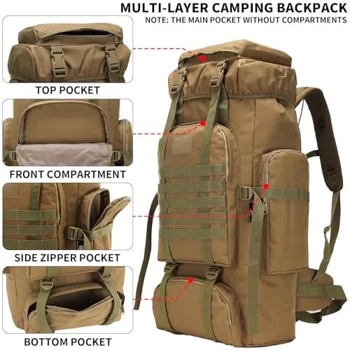 W WINTMING 70L Hiking Backpack for Men | Military Rucksack with Molle System & Expandable Capacity thumbnail 3