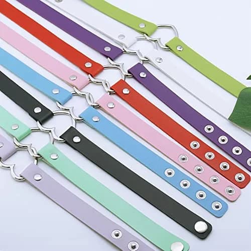 ETHOON Love Heart PU Leather Choker Necklace Pink | 40 cm (15.7") Adjustable thumbnail 5