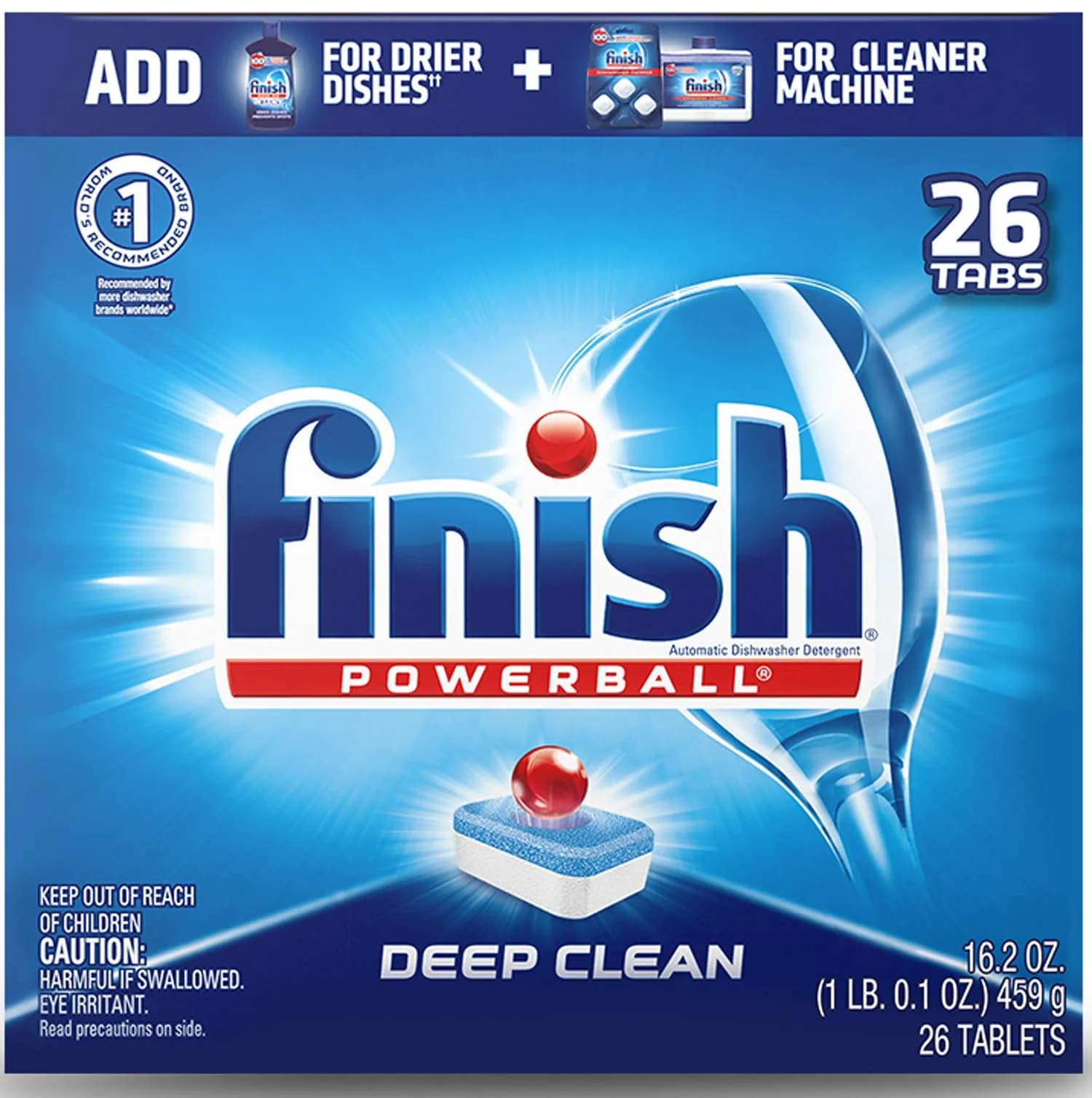 Finish All in 1 Dishwasher Detergent Tablets 32 Count | Powerball Formula for Brilliant Clean & Jet-Dry Shine — 50 Ounce