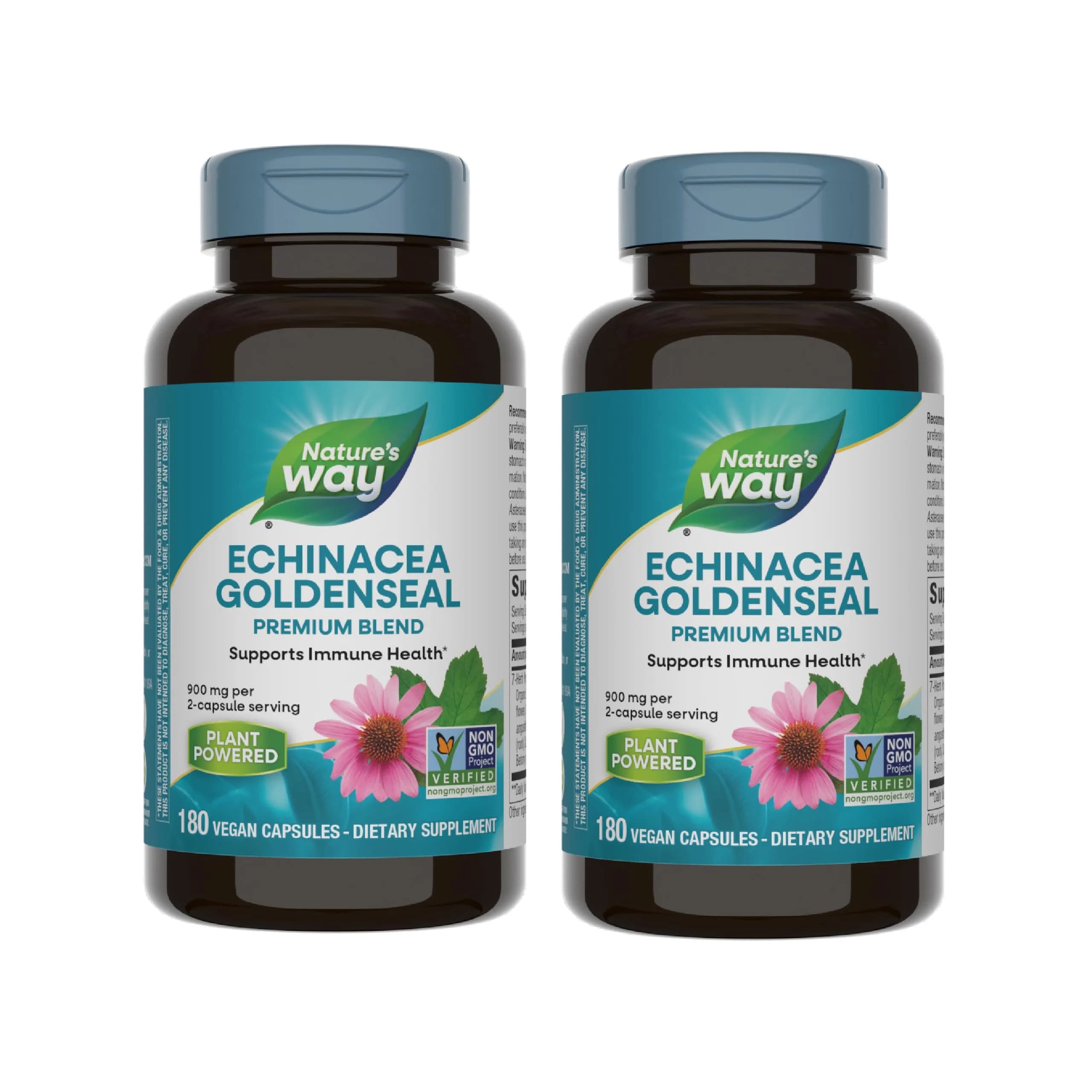 Nature's Way Echinacea-Goldenseal 900 mg | Immune Support Herb Capsules (180 Pack of 2)
