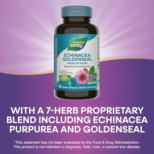 Nature's Way Echinacea-Goldenseal 900 mg | Immune Support Herb Capsules (180 Pack of 2) thumbnail 5