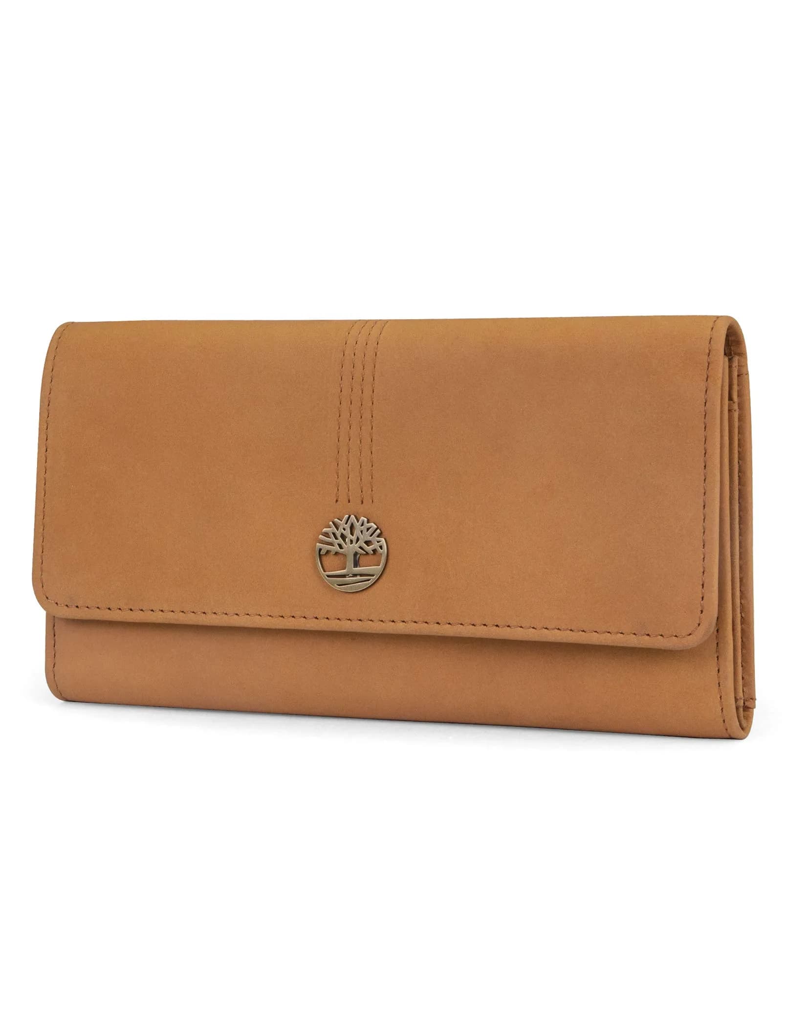 Timberland Women's Leather RFID Flap Wallet Clutch Organizer 19.7cm (7.75") | Secure Card Holder for India — Wheat (Nubuck)