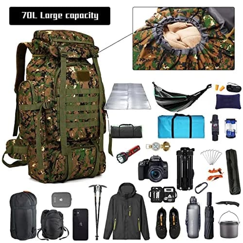 W WINTMING 70L Hiking Backpack with Molle System | Jungle Camouflage, Unisex-Adult thumbnail 4