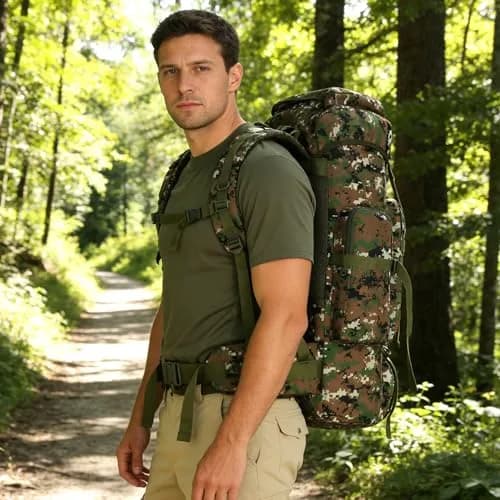 W WINTMING 70L Hiking Backpack with Molle System | Jungle Camouflage, Unisex-Adult thumbnail 2