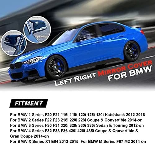 TEANTECH Glossy Black Replacement Mirror Covers Pair for BMW F20-F87 M2 X1 E84 | 29cm x 16.5cm (11.4" x 6.5") thumbnail 4