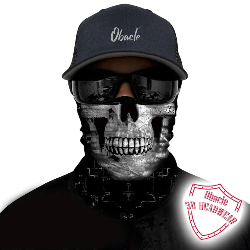 Obacle Skull Face Mask Thin Skeleton Mask 25cm (9.8in) x 50cm (19.7in) | UV Protection for Riding - view 2