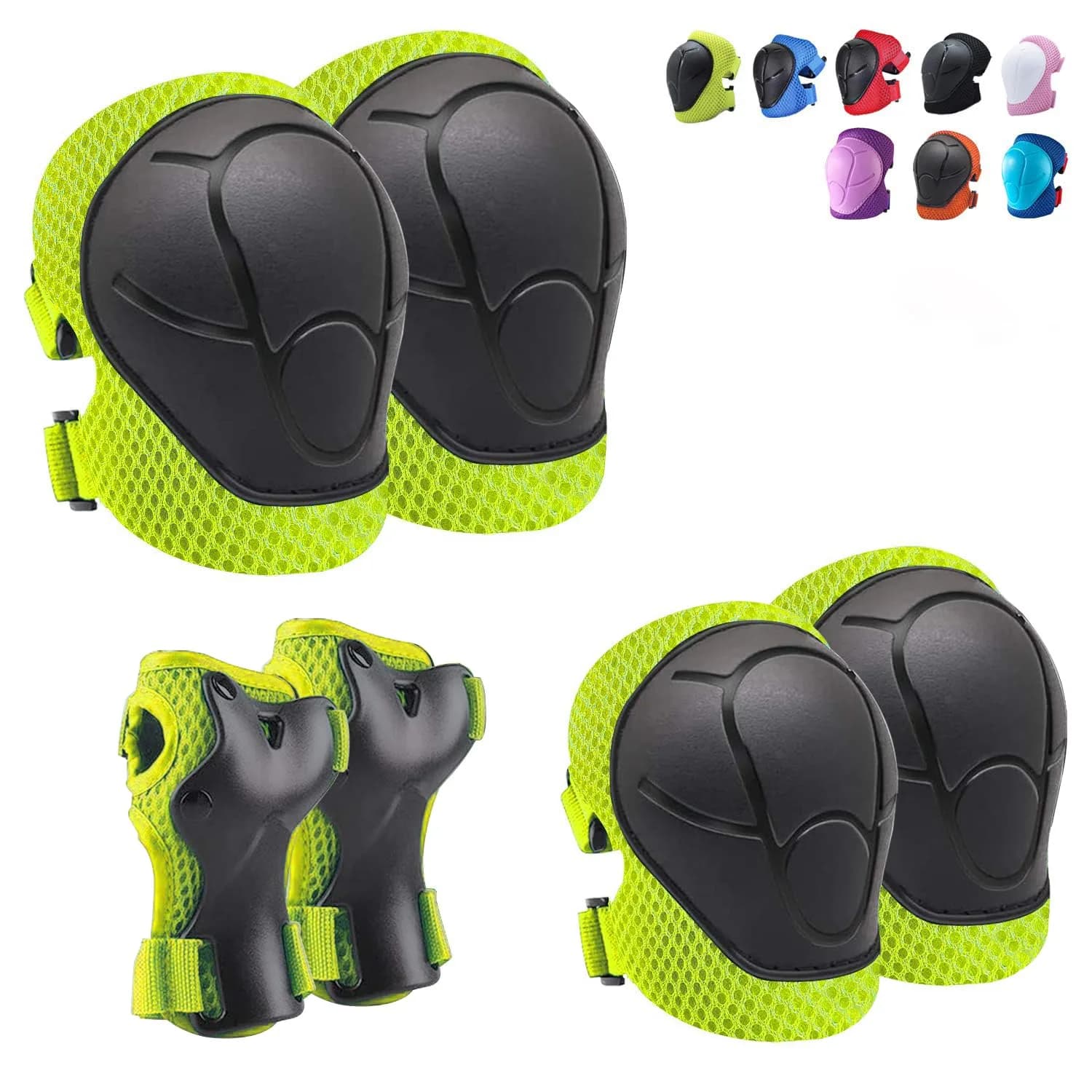 CKE Toddler Knee & Elbow Pads with Wrist Guards for Kids, Green | Impact Protection Gear for 3-8 Years — Green