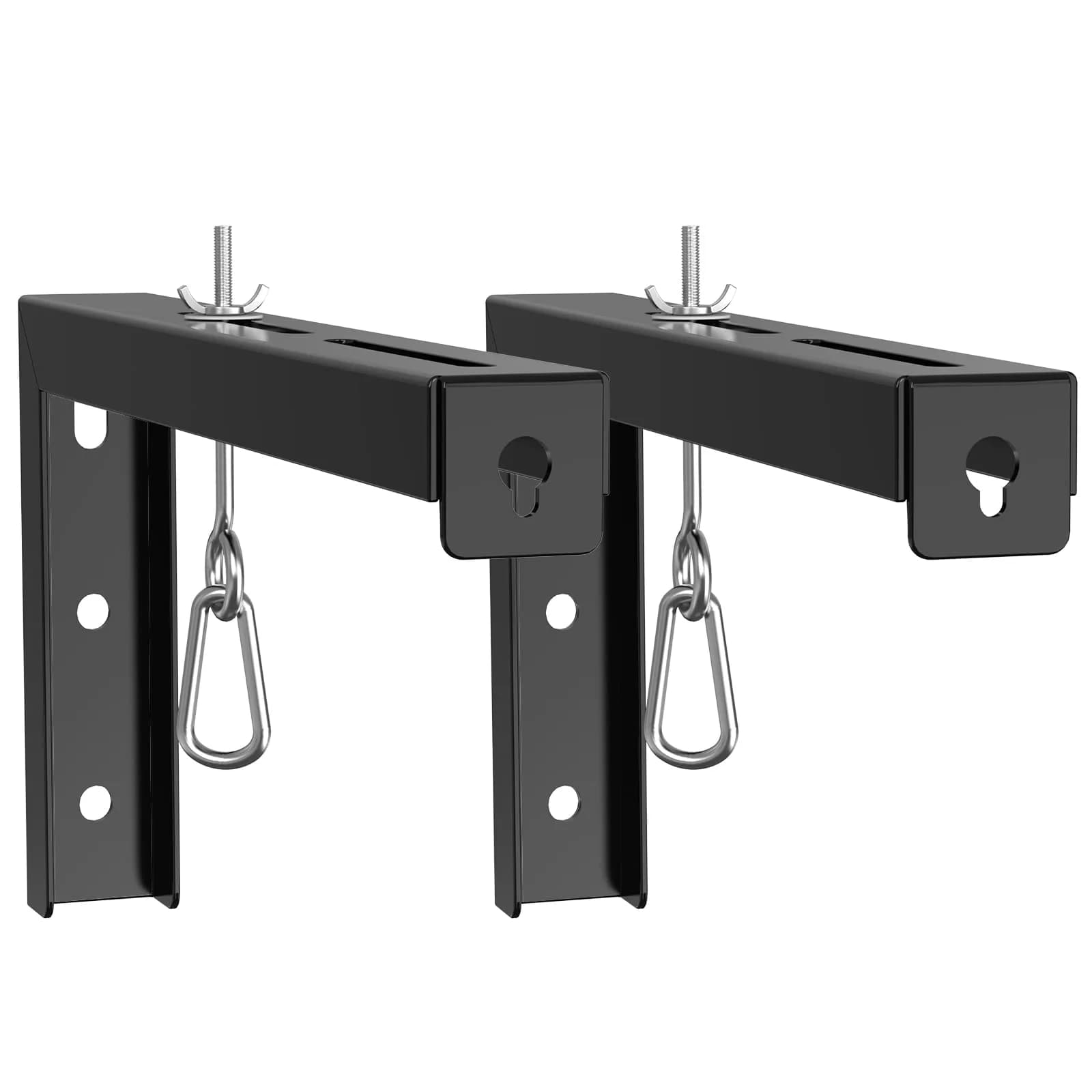 WALI Universal Projector Screen Mount L-Brackets 12 inch Adjustable Extension with Hook Kit, Black | Holds up to 36kg (80 lbs)