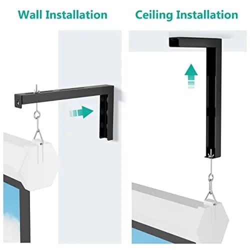 WALI Universal Projector Screen Mount L-Brackets 12 inch Adjustable Extension with Hook Kit, Black | Holds up to 36kg (80 lbs) thumbnail 6
