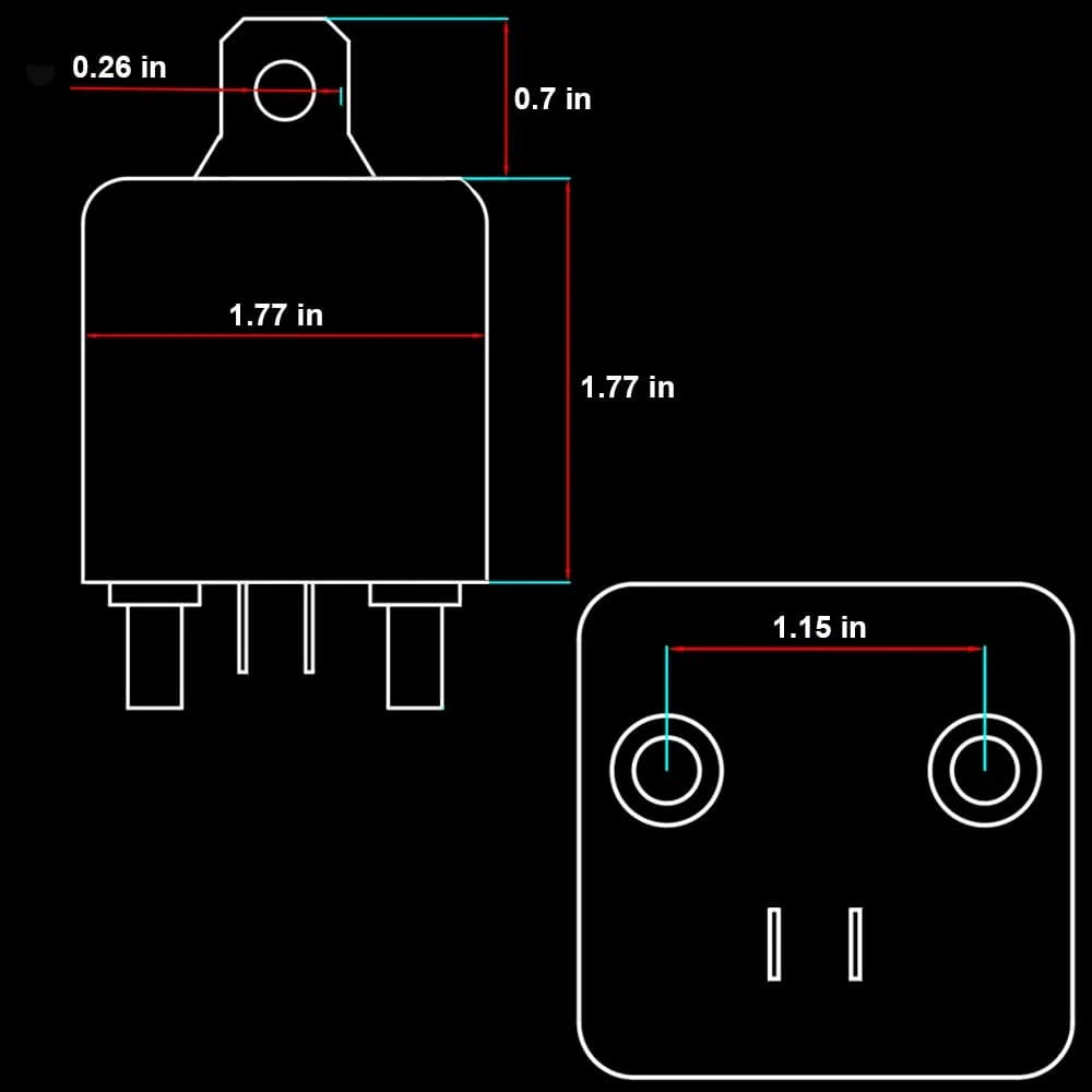 iRhapsody 120A Continuous Duty SPST 4-Pin Relay 12V DC (4.699 cm x 8.103 cm x 4.699 cm) - view 5