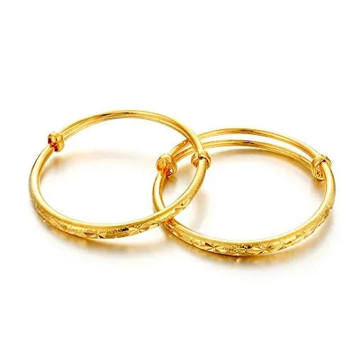 Ethlyn 18K Gold Plated Stars Kids Lucky Bangles (2-Pack, 5cm Inner Diameter) | Adjustable Fit for Ages 3+ thumbnail 1