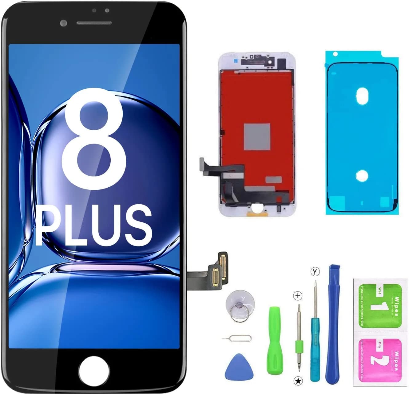 FFtopu iPhone 8 Plus Screen Replacement Black 13.97 cm (5.5'') | Full Assembly with Tools