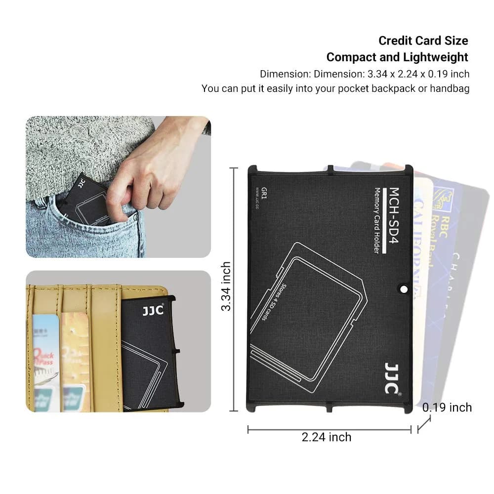 JJC 4 Slot SD Card Holder Case Storage Organizer, Slim Ultra-Thin SDHC SDXC Box | Credit Card Size Portable Memory Card Container - view 6
