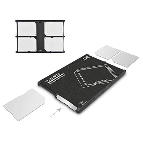 JJC 4 Slot SD Card Holder Case Storage Organizer, Slim Ultra-Thin SDHC SDXC Box | Credit Card Size Portable Memory Card Container thumbnail 1