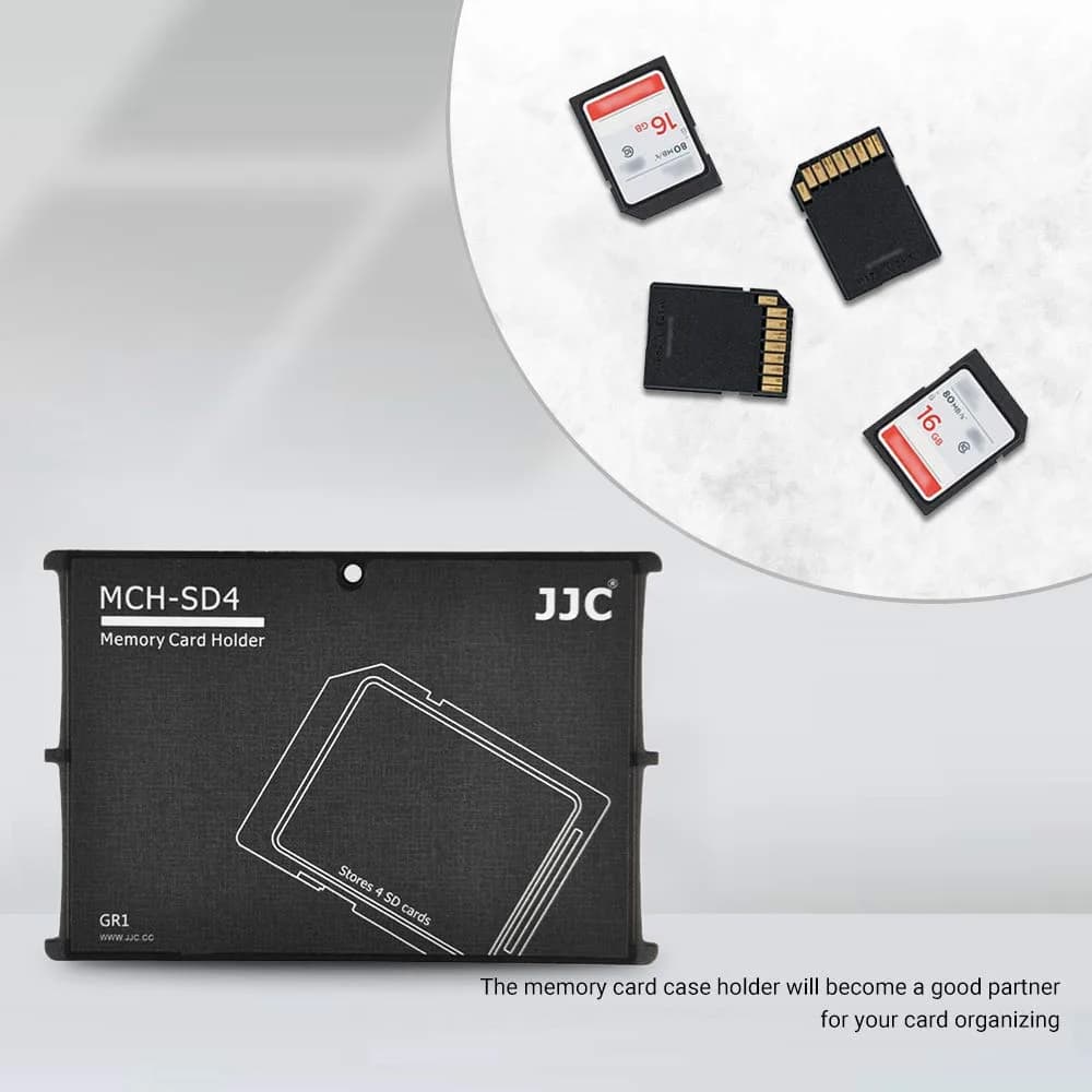 JJC 4 Slot SD Card Holder Case Storage Organizer, Slim Ultra-Thin SDHC SDXC Box | Credit Card Size Portable Memory Card Container - view 2