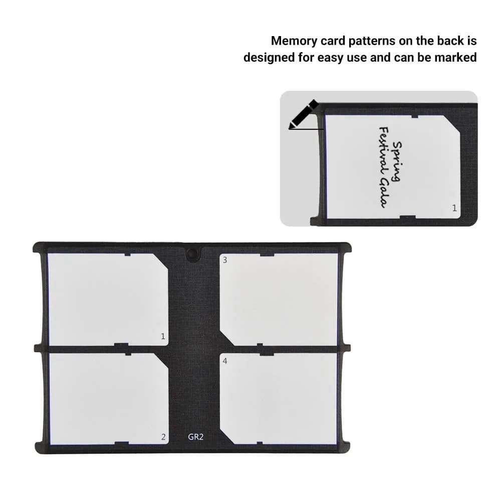 JJC 4 Slot SD Card Holder Case Storage Organizer, Slim Ultra-Thin SDHC SDXC Box | Credit Card Size Portable Memory Card Container - view 3
