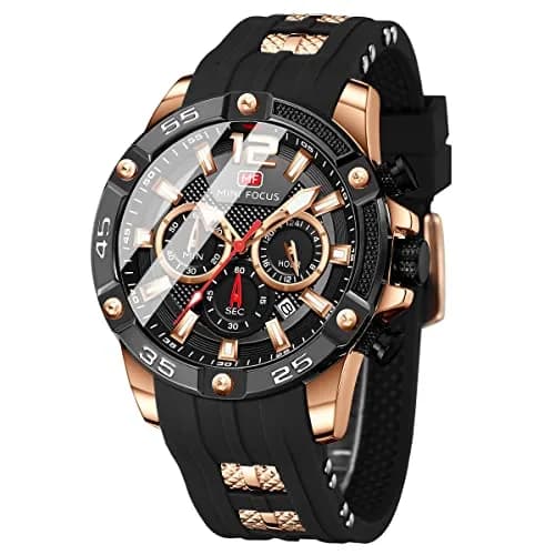 MF MINI FOCUS Men's Chronograph Watch 47mm (1.85") | Japanese Quartz Movement, Water Resistant 30M, Silicone Strap thumbnail 1