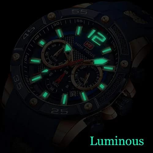 MF MINI FOCUS Men's Chronograph Watch 47mm (1.85") | Japanese Quartz Movement, Water Resistant 30M, Silicone Strap thumbnail 4