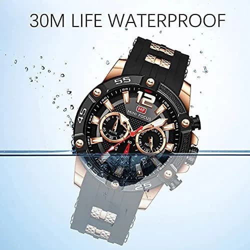 MF MINI FOCUS Men's Chronograph Watch 47mm (1.85") | Japanese Quartz Movement, Water Resistant 30M, Silicone Strap thumbnail 7