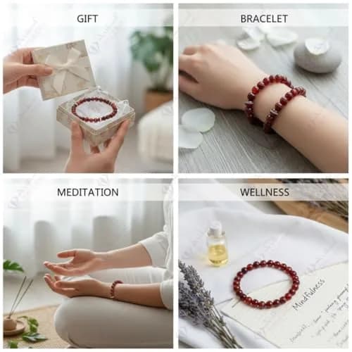 Arihant Gems & Jewels Brown Chalcedony Gemstone Bracelet 19 cm (7.5 in) | Handmade Natural Stone for Men & Women thumbnail 5
