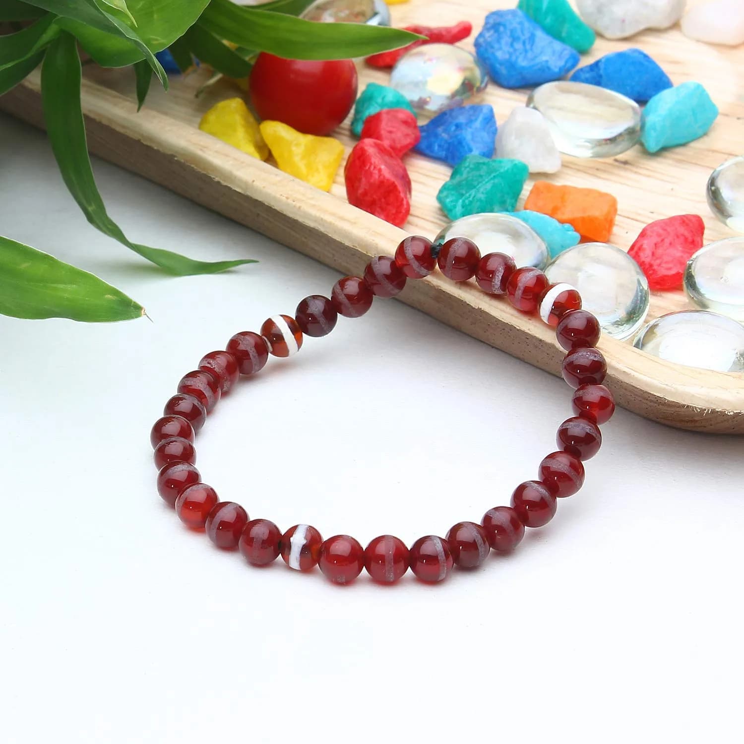 Arihant Gems & Jewels Brown Chalcedony Gemstone Bracelet 19 cm (7.5 in) | Handmade Natural Stone for Men & Women - view 4