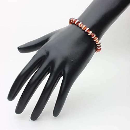 Arihant Gems & Jewels Brown White Chalcedony Gemstone Stretch Bracelet 19 cm (7.5 inches) | Handmade Natural Stone Healing Energy thumbnail 9
