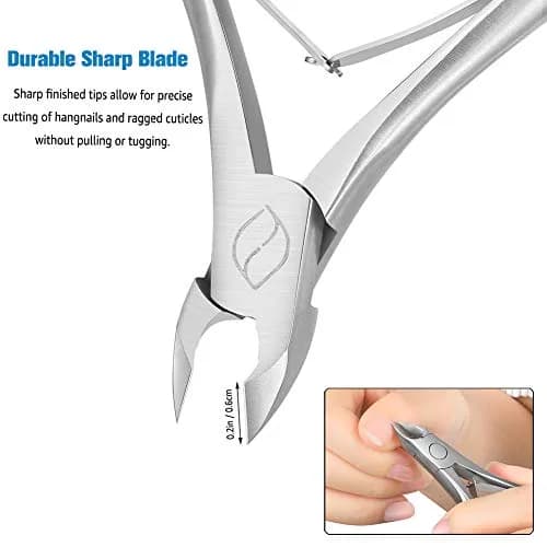 FERYES Cuticle Clippers 1/2 Jaw - Professional Cuticle Cutter Nail Skin Clipper Hangnail Trimmer Silver 5.5cm (2.2in) | Precision Tool for Manicure & Pedicure thumbnail 5