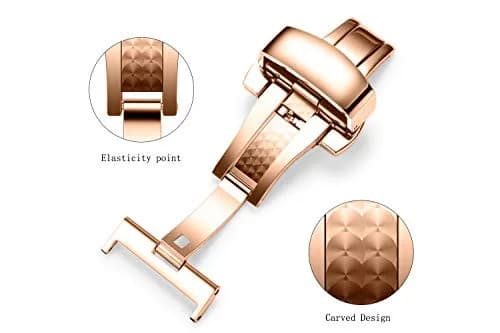 TEXNEWS Stainless Steel Deployment Clasp Watch Band Buckle 14mm-22mm | Silver/Gold/Black/Rose Gold thumbnail 5