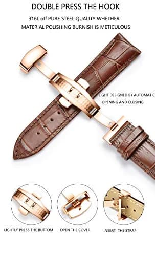 TEXNEWS Stainless Steel Deployment Clasp Watch Band Buckle 14mm-22mm | Silver/Gold/Black/Rose Gold thumbnail 6