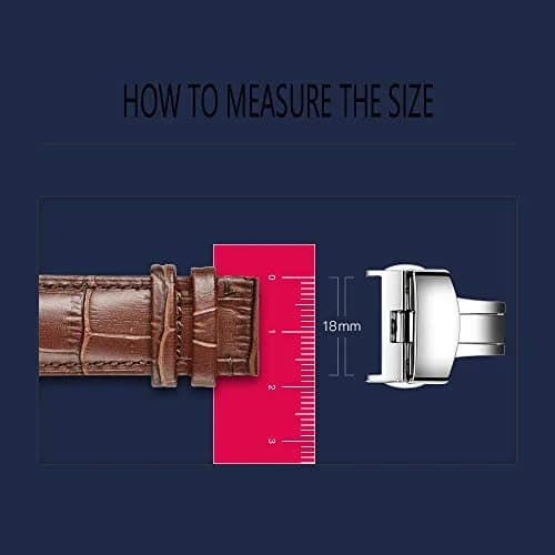 TEXNEWS Stainless Steel Deployment Clasp for Leather Watch Bands 18mm (0.71 in) | Polished Silver Buckle for Men thumbnail 7