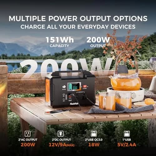 FF FLASHFISH Portable Power Station 200W 151Wh | Compact Backup Power for Camping & Home thumbnail 2