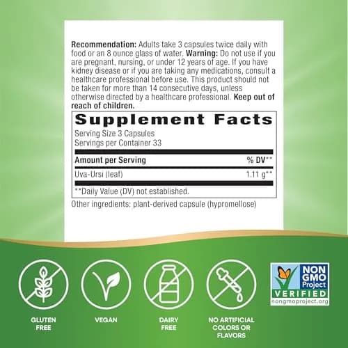 Nature's Way Uva Ursi Leaves Herbal Supplement 1110 mg 200 Count (66 Servings) | Traditional Urinary Support thumbnail 2