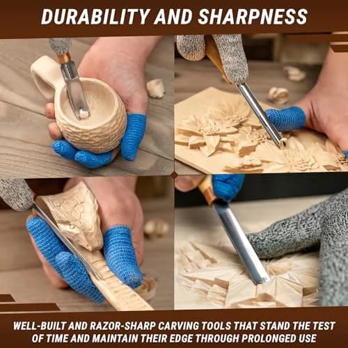 BeaverCraft Wood Carving Gouges Chisels Kit SC01 - Wood Spoon & Whittling Tools | High Carbon Steel, 7.56" thumbnail 3