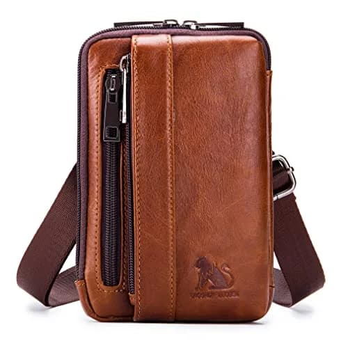 Hebetag Genuine Leather Phone Belt Holster Waist Case Bag 19cm (7.48") | Horizontal & Vertical Carry thumbnail 1