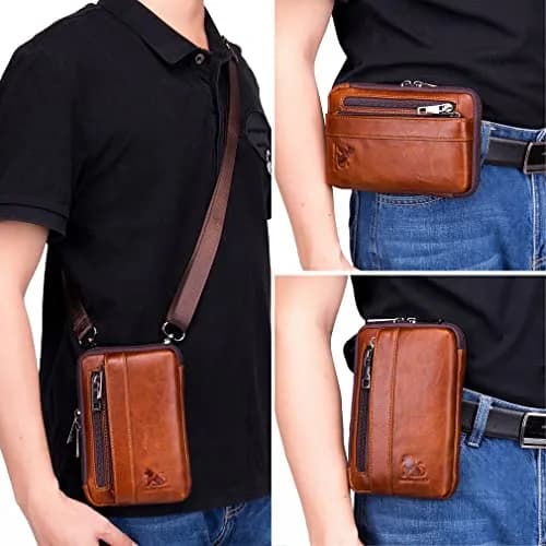 Hebetag Genuine Leather Phone Belt Holster Waist Case Bag 19cm (7.48") | Horizontal & Vertical Carry thumbnail 3
