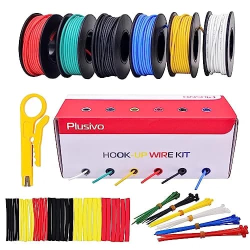 Plusivo 22 AWG Stranded Wire Kit – Silicone Coated Copper Wires 23ft/7m Each Spool, 6 Colors | Electrical Jumper Wire Hook Up Wire Kit thumbnail 6