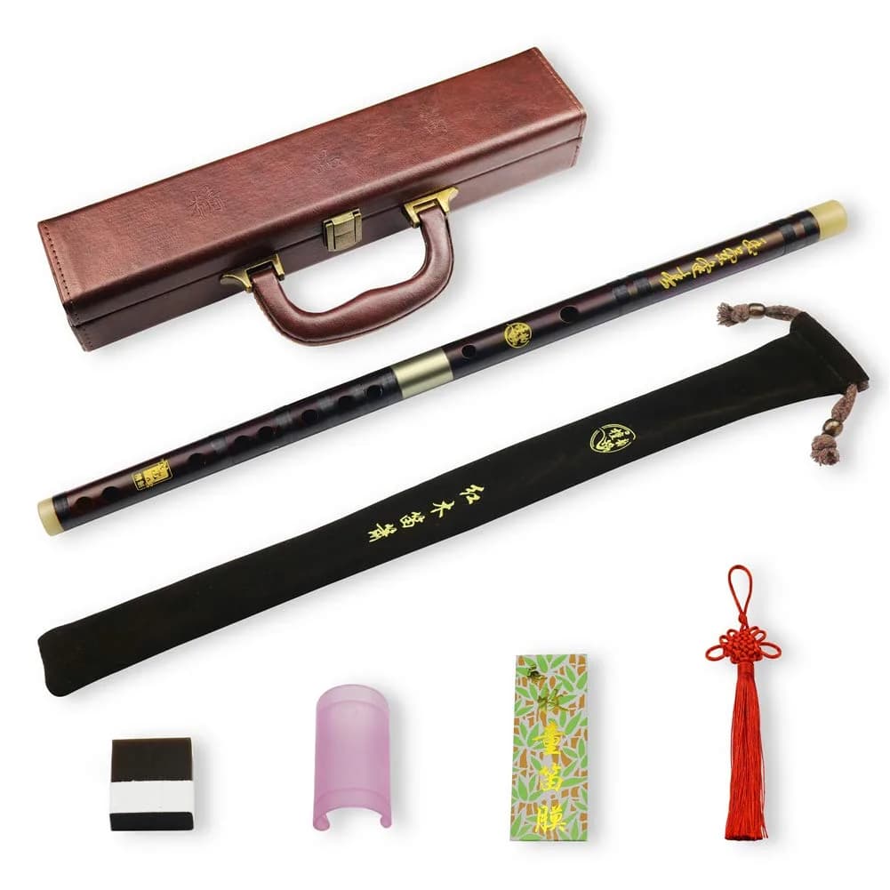PHYSKOW Professional Rosewood Dizi Flute in Key of D | 66 cm (26 in) with Accessories - main product image