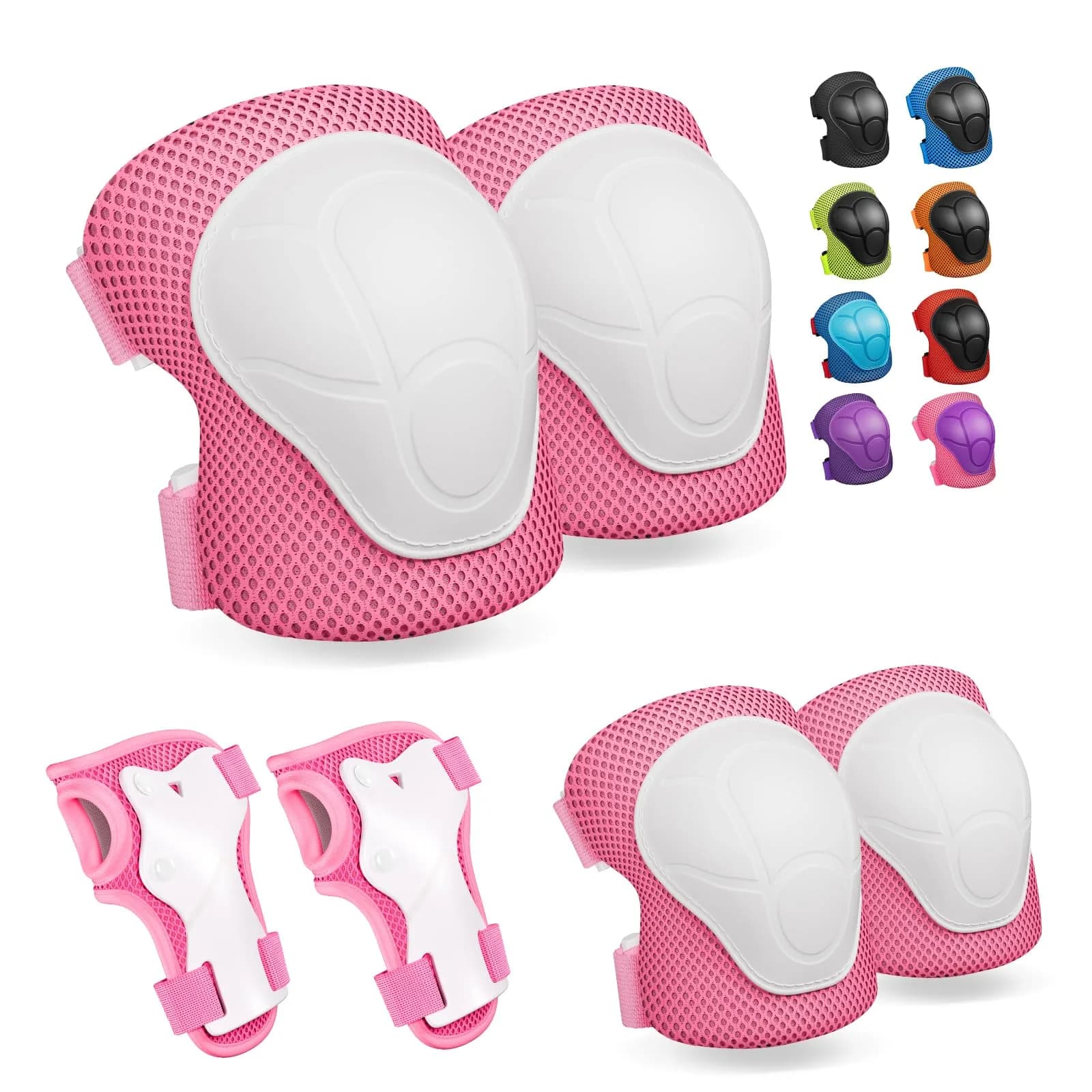 CKE Kids Knee Pads and Elbow Pads with Wrist Guards 3-in-1 Protective Gear Set for Skating, Cycling, Scooter (Pink, Small) — Pink