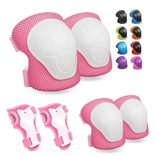 CKE Kids Knee Pads and Elbow Pads with Wrist Guards 3-in-1 Protective Gear Set for Skating, Cycling, Scooter (Pink, Small) thumbnail 1