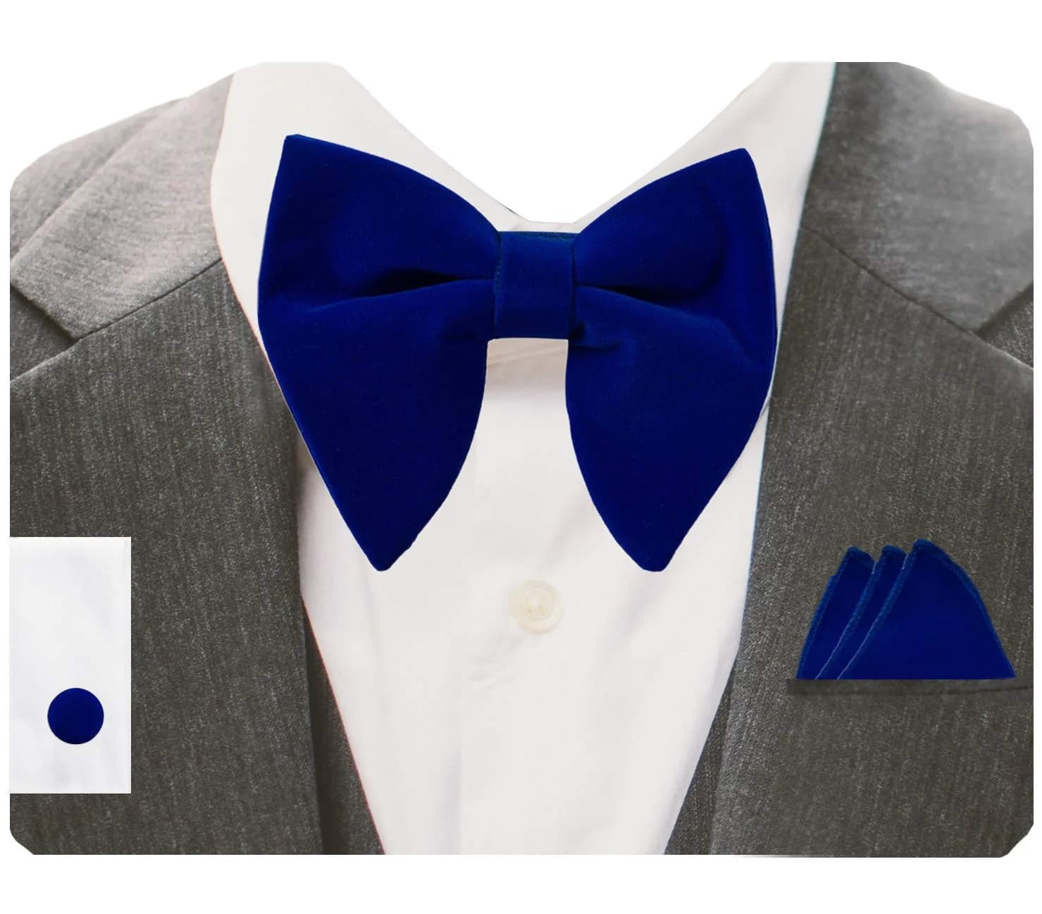 GUSLESON Velvet Big Bow Tie for Men Royal Blue | Pre-tied & Adjustable — Royal Blue
