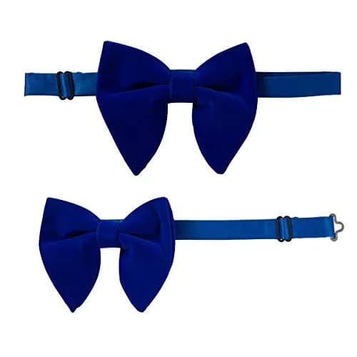 GUSLESON Velvet Big Bow Tie for Men Royal Blue | Pre-tied & Adjustable thumbnail 5