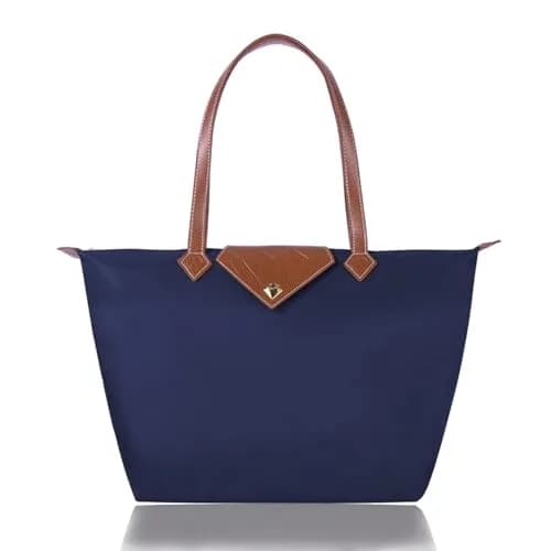BOJLY Women's Tote Bag, Stylish Waterproof Nylon Shoulder Bag, Folding Beach Travel Bag for Work, Shopping, Blue Large | Everyday Carry Companion thumbnail 1
